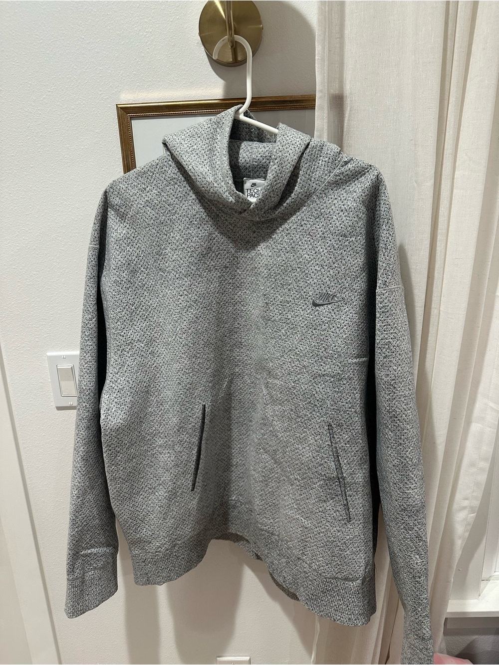 Nike Men’s Tech Pack Grey Textured Hooded Sweatshirt